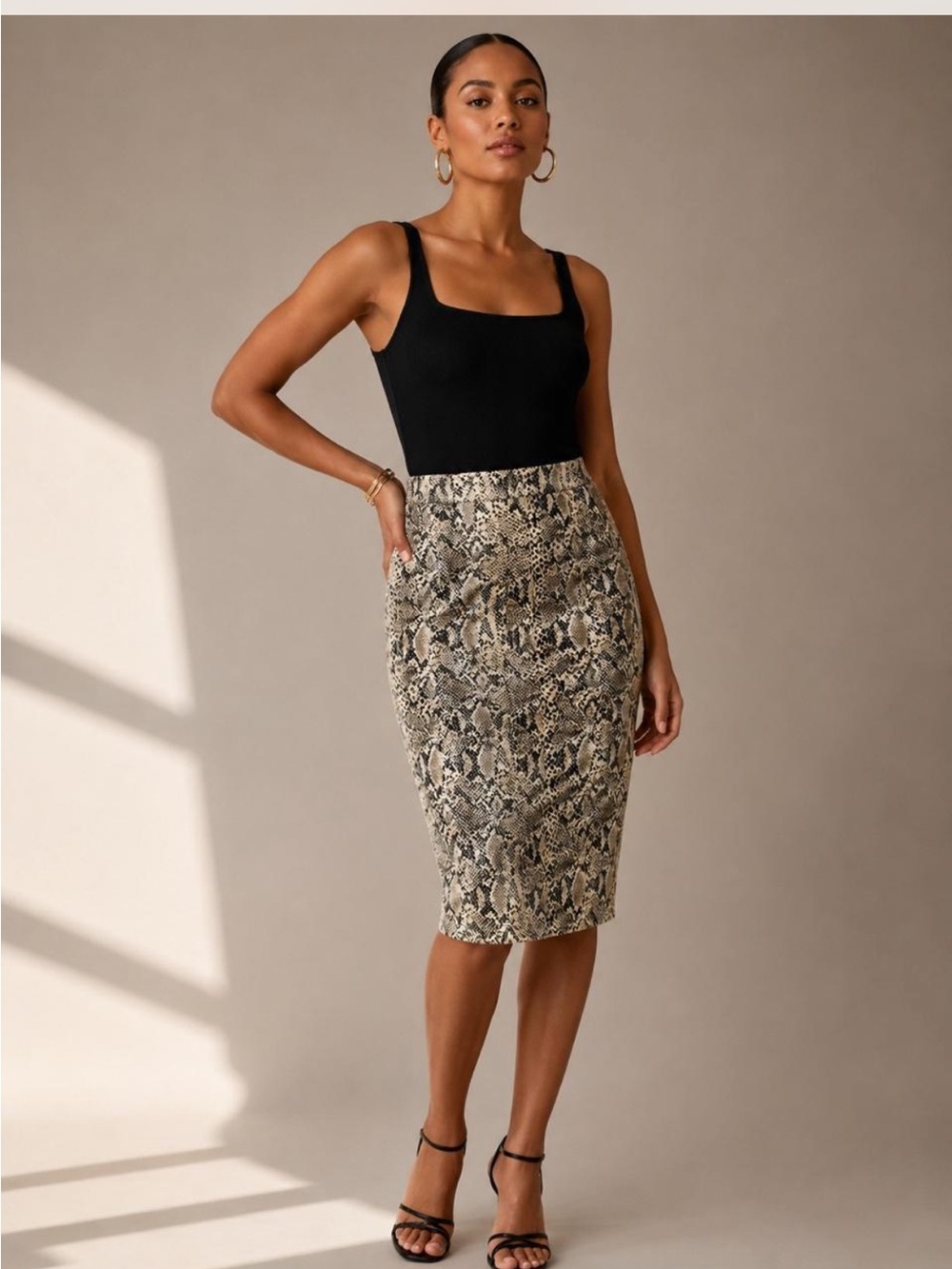 Doncaster Collection Silk Snakeskin Pencil Skirt Size 14